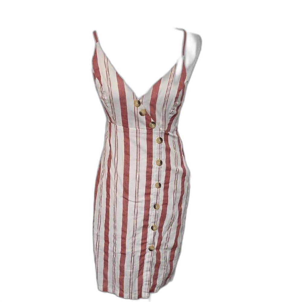 NWOT Striped Button-Front Sundress in Red and White
